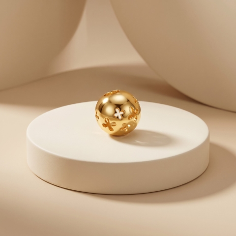 Mặt dây chuyền Gold Filled 14K 1/20 charm bi khắc laser hoa 4 cánh BN JEWELRY | bản 10 ly - PK496_E