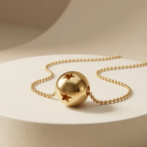 Mặt dây chuyền GF 14K charm tròn khắc ngôi sao BN JEWELRY