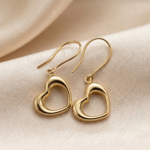 Bông tai GF 14K thiết kế móc treo trái tim lồng BN JEWELRY _ BTY2389_E