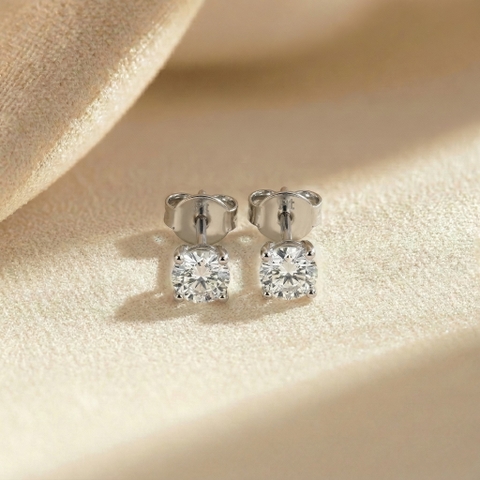 Bông tai Platinum thiết kế Chấu đơn đính đá lấp lánh BN JEWELRY | 5.5 ly _ BDY2070