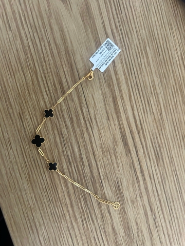 Lắc tay Gold Filled 14K 1/20 cỏ 4 lá đá đen phối 3 Charm BN JEWELRY | bản 10 ly & 8 ly - LTY1889_E