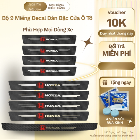 Combo bộ 9 miếng dán bậc cửa carbon