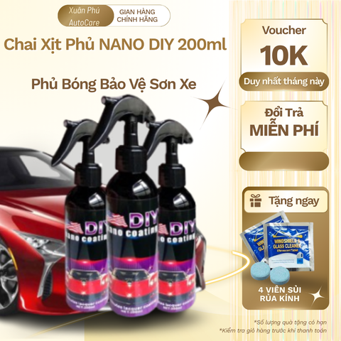 Chai xịt phủ DIY 200ml chống nước kính ô tô