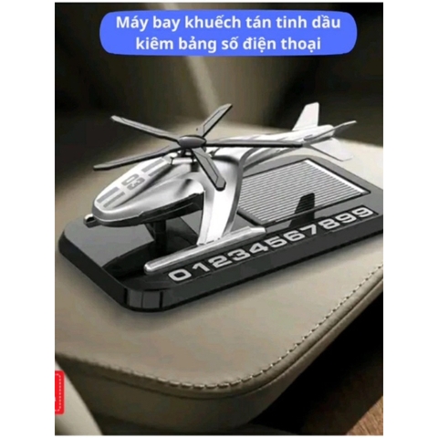 Bảng số điện thoại kèm nước hoa năng lượng mặt trời hình máy bay trực thăng gắn taplo ô tô