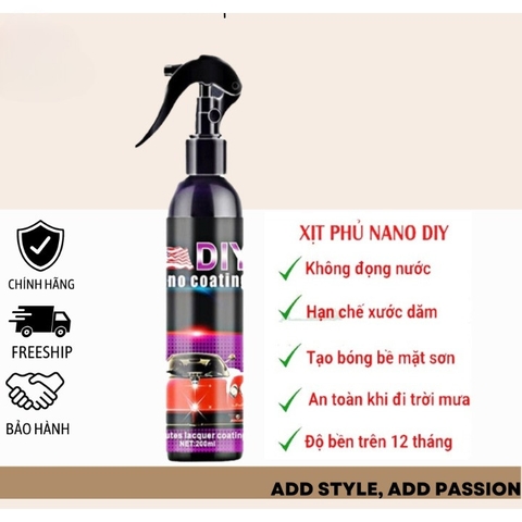 chai xịt phủ nano DIY 200ml Chống nước kính ô tô