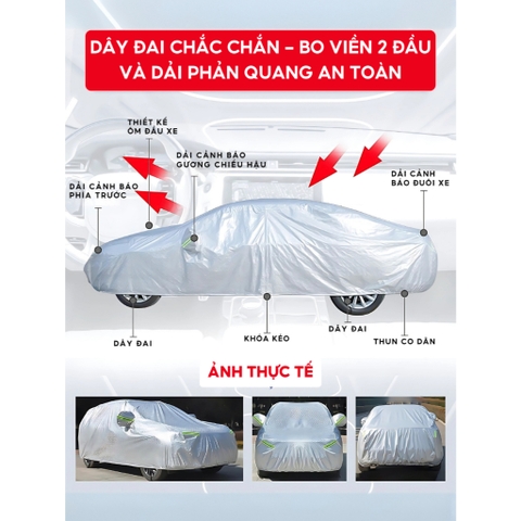 Bạt phủ toàn xe chất liệu bạt nhôm 3 lớp