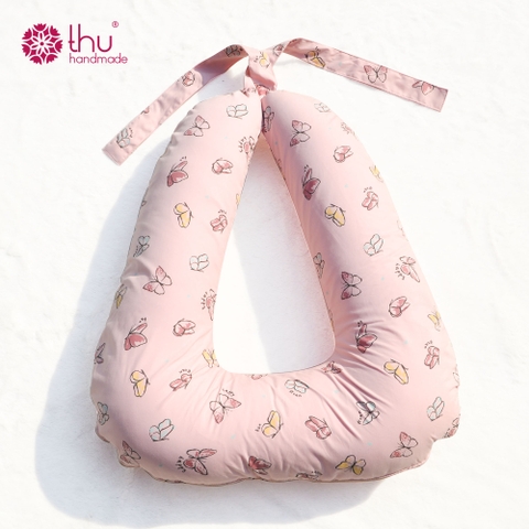 Gối Chữ U Ô Tô Họa Tiết Bướm Hồng