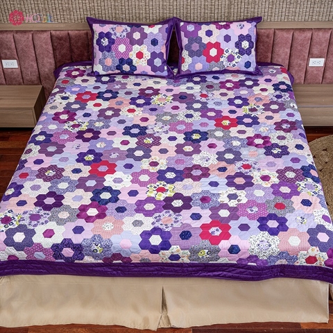 Purple hexagon patchwork blanket