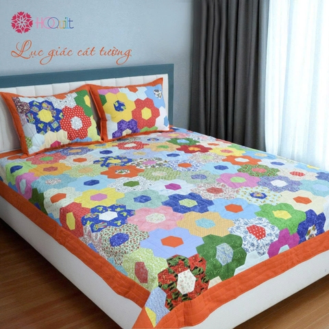 Multi-colored Orange Hexagonal Blanket