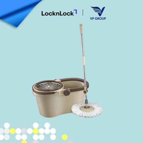 ETM466 -Bộ cây lau nhà xoay tay Compact Spin Mop,L&L: thùng giặt,cây,bông lau(46*27*25cm,Φ36*128cm)