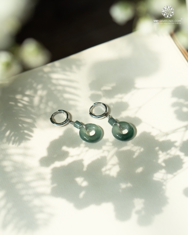 Bông Tai Đồng Điếu Cẩm Thạch Lam Ngọc