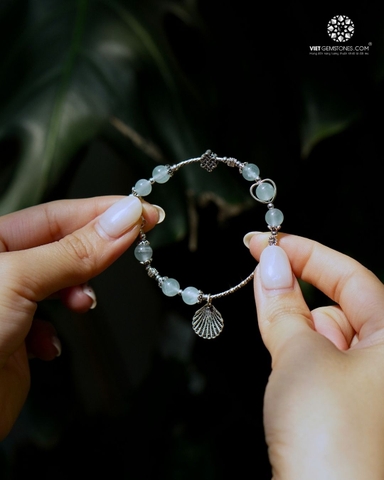 Lắc Tay Hải Lam Ngọc - Aquamarine Phối Charm Bạc