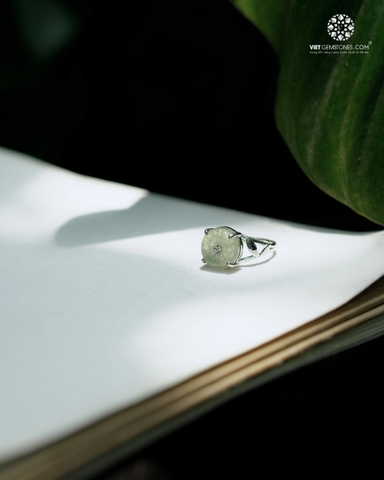 Nhẫn Bạc Đồng Điếu Cẩm Thạch Jadeite