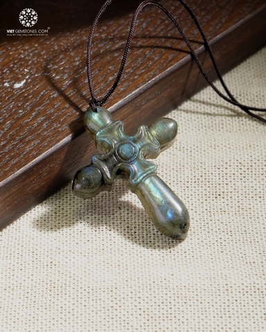 Mặt Dây Chuyền Thánh Giá Đá Hắc Nguyệt Quang - Labradorite