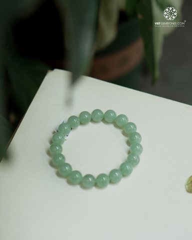 Vòng Tay Cẩm Thạch Xanh Táo Nếp Băng 10mm