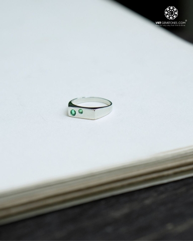 Nhẫn Bạc Emerald Thiết Kế Unisex