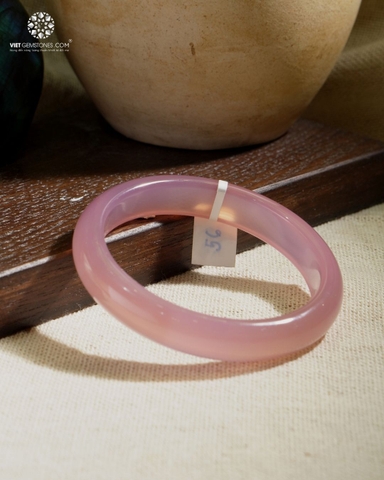 Vòng Nguyên Khối Chalcedony Hồng bản hẹ