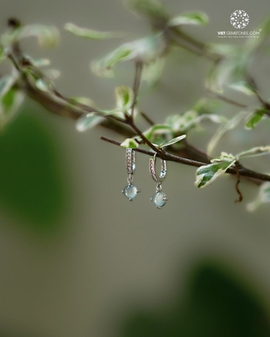 Bông Tai Tòng Teng Cẩm Thạch Lam Ngọc - Jadeite