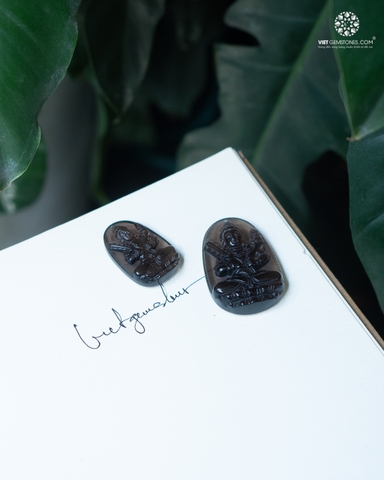 Mặt Dây Chuyền Hư Không Tạng Bồ Tát Tuổi Sửu & Dần Thạch Anh Khói