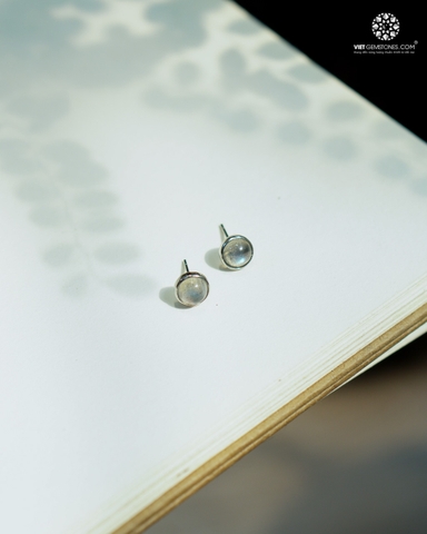 Bông Tai Hắc Nguyệt Quang Viền Bạc