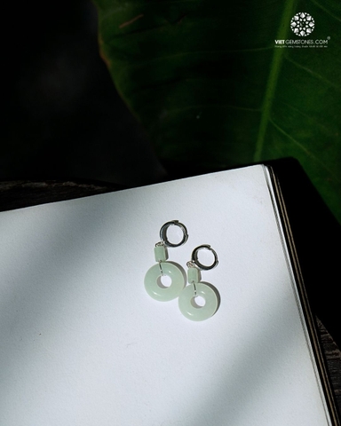 Bông Tai Đồng Điếu Cẩm Thạch Nếp Băng