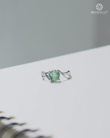 Nhẫn Bạc Băng Ngọc Thủy Tảo - Moss Agate 02