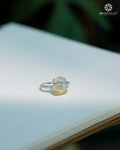 Nhẫn Bạc Túi Tiền Thạch Anh Tóc Vàng