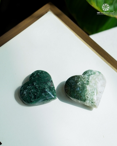 Trái Tim Băng Ngọc Thuỷ Tảo - Moss Agate
