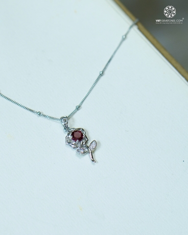 Mặt Dây Chuyền Hoa Hồng Garnet - Ngọc Hồng Lựu (chưa kèm dây đeo)