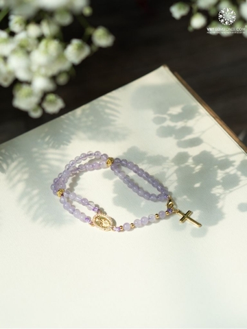 Lắc Tay Mân Côi 50 Kinh Thạch Anh Tím
