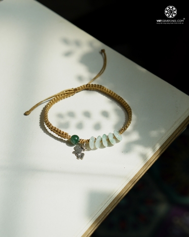 Vòng Tay Mala Ngũ Điếu Cẩm Thạch Charm Bạc
