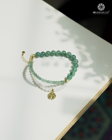 Vòng Ngọc An Nhiên Phối Charm Chữ Hỷ