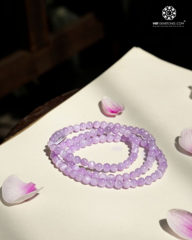 Vòng Chuỗi Quấn 3 Lines Đá Kunzite 5mm