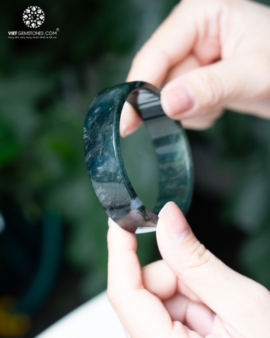 Vòng Nguyên Khối Băng Ngọc Thuỷ Tảo kiểu bản vuông