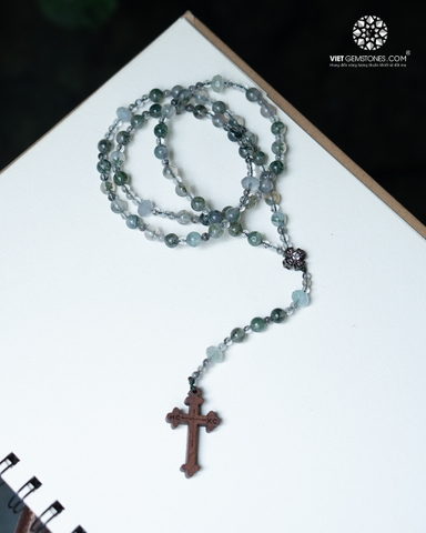 Tràng Hạt Mân Côi 50 Kinh Băng Ngọc Thuỷ Tảo 6mm