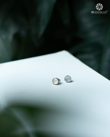 Bông Tai Đá Mặt Trăng Moonstone Bạc 950 Phủ Bạch Kim