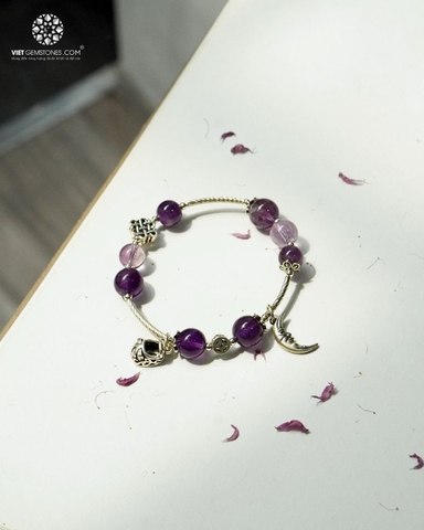 Lắc Tay Thạch Anh Tím - Amethyst Charm Bạc