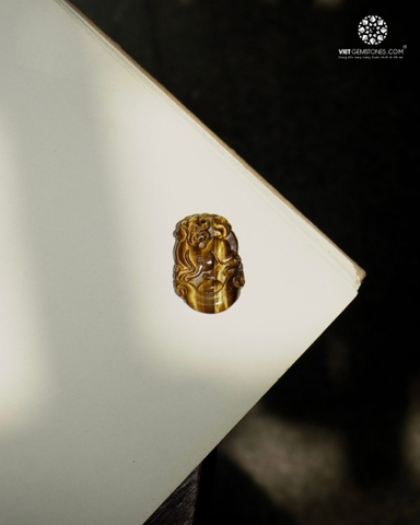 Móc khóa 12 Con Giáp đá Mắt Hổ Vàng - Tuổi Tuất