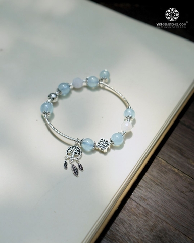 Lắc Tay Hải Lam Ngọc - Aquamarine Charm Dreamcatcher