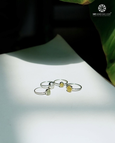 Nhẫn Bạc Jadeite Cẩm Thạch - Kiểu Đơn Giản