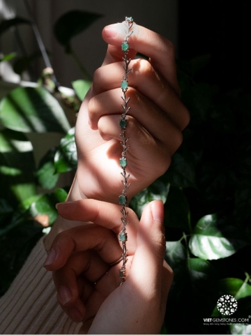 Lắc Tay Bạc Ngọc Lục Bảo - Emerald