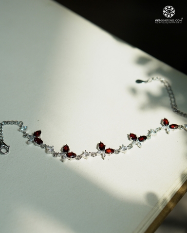 Lắc Tay Bạc Đá Garnet - Ngọc Hồng Lựu