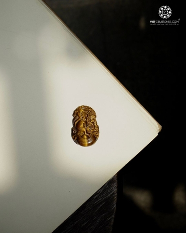 Móc khóa 12 Con Giáp đá Mắt hổ Vàng - Tuổi Thân