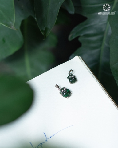 Mặt Dây Chuyền Túi Tiền Ngọc Bích bọc bạc -Nephrite Canada