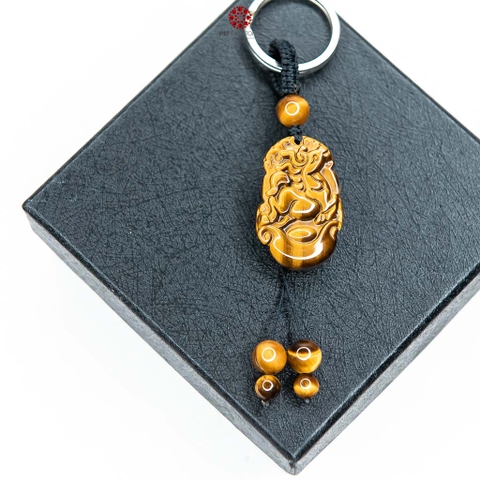 Móc khóa 12 Con Giáp đá Mắt Hổ Vàng - Tuổi Ngọ