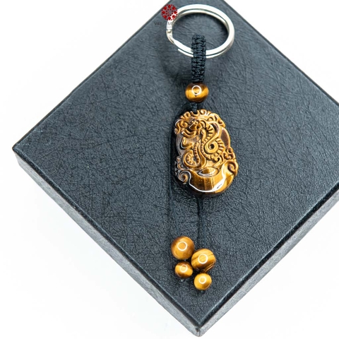 Móc khóa 12 Con Giáp đá Mắt Hổ Vàng - Tuổi Tỵ