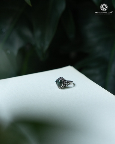 Nhẫn Bạc Tourmaline Xanh Lá - Bạc Thái 925