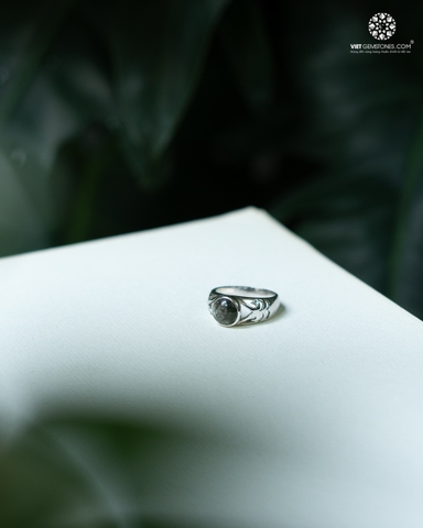 Nhẫn Bạc Thạch Anh Tóc Đen - Bạc 950 Phủ Bạch Kim