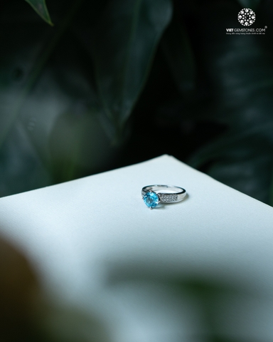Nhẫn Bạc Topaz Facet Đính Đá - Bạc 950 Phủ Bạch Kim