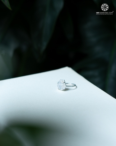 Nhẫn Bạc Hồ Ly Đá Mặt Trăng Moonstone - Bạc 950 Phủ Bạch Kim